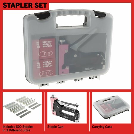 Stalwart Light Duty Staple Gun with Staples, Pink 75-HT2004